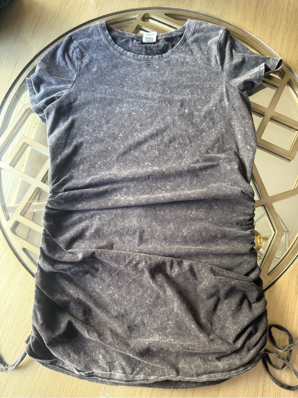 PINK Victoria's Secret Washed Charcoal Gray Side-Ruched Short Sleeve mini dress